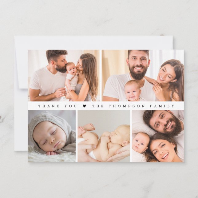 Kleine Babydusche FotoCollage Einfach Dankeskarte (Vorderseite)