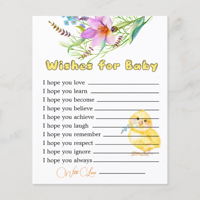 Kleine Babydusche Wünsche für eine Babykarte (Vorderseite)