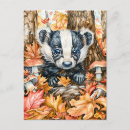 Kleine Badger im Herbst Postkarte
