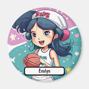 Kleine Baller Babe, mit Custom Nametag! Magnet