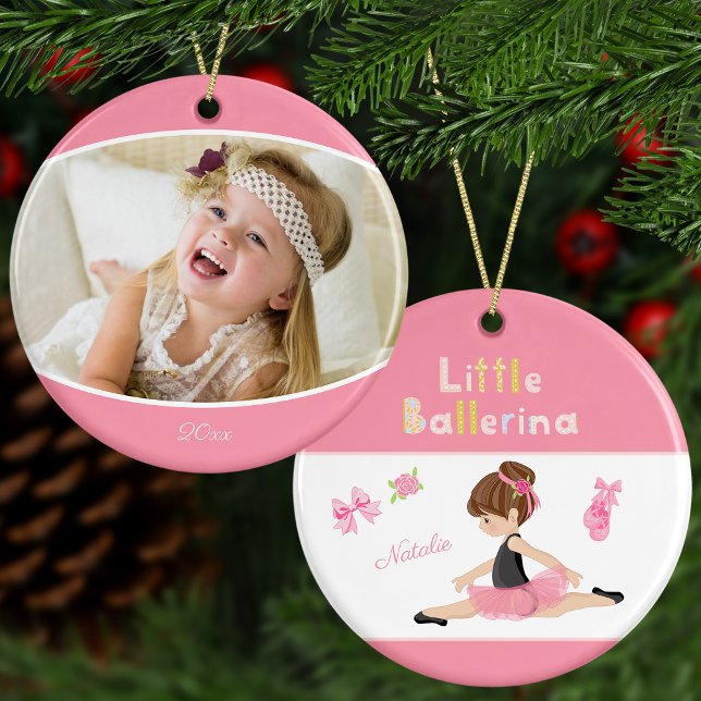 Kleine Ballerina Ballett Name und Foto Weihnachten Keramik Ornament (Von Creator hochgeladen)