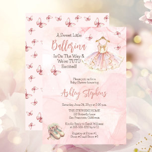 Kleine Ballerina ist auf dem Weg Tutu Babydusche Einladung