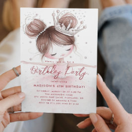 Kleine Ballerina mit Crown Pink Geburtstagsparty Einladung