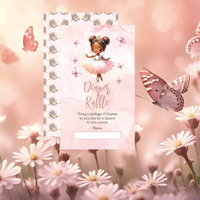 Kleine Ballerina Pink Babydusche Windelwanne Begleitkarte (A Sweet Little Ballerina Is On The Way & We're TUTU Excited Pink Girl Baby Shower Diaper Raffle Card)