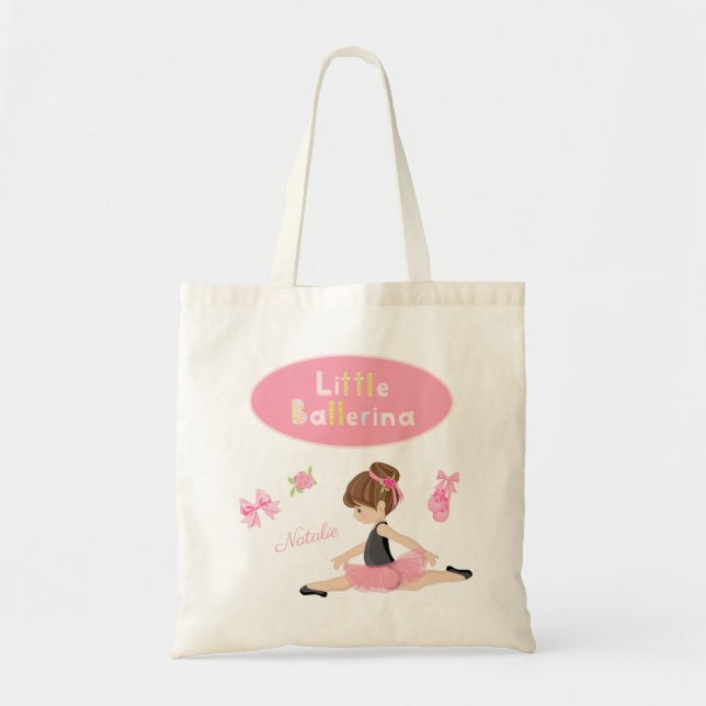 Kleine Ballerina Pink Ballettmädchen Name Tragetasche (Vorne)