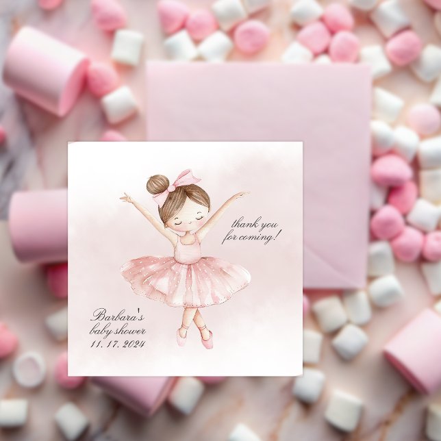 Kleine Ballerina Watercolor Girl Babydusche Dankeskarte (A Little Ballerina Watercolor Girl Baby Shower Thank You Card)