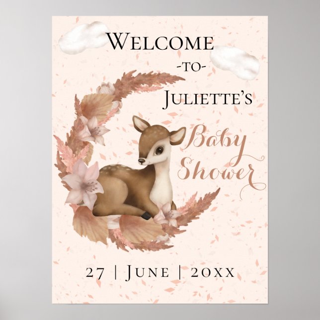 Kleine Bambi Blume Mond Staub Baby Dusche Empfang Poster (Vorne)