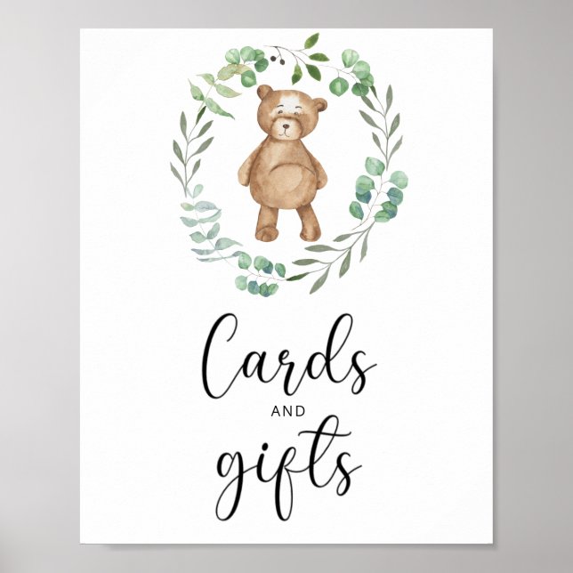 Kleine Bärenkarten und Geschenke Babydusche Poster (Vorne)