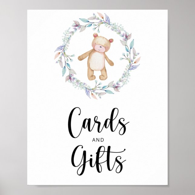 Kleine Bärenkarten und Geschenke Babydusche Poster (Vorne)