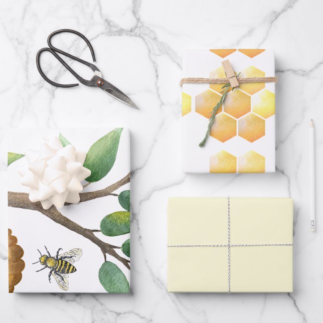 Kleine Bee Baby Dusche Packpapier Blätter (Vorderseite)