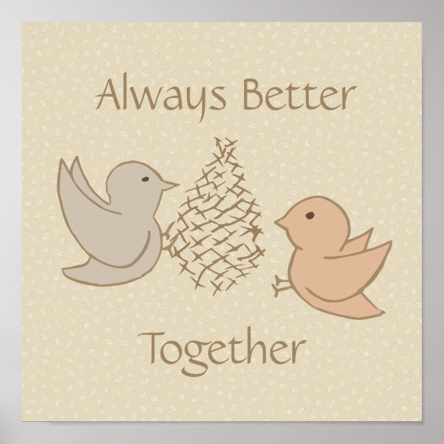 Kleine Beige Birdies bei Feeder - besser zusammen. Poster (Vorne)