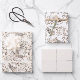 Kleine beschäftigte braune Mäuse Baby Geschenkpapier Set
