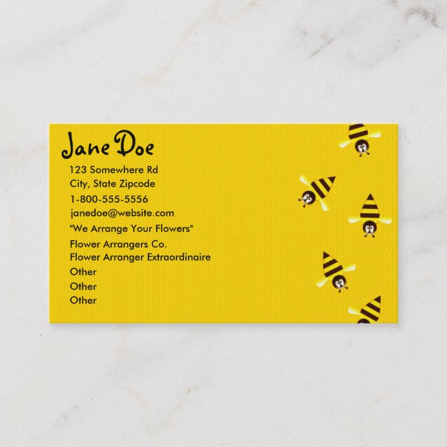Kleine Bienen-themenorientierte Visitenkarten Visitenkarte (Vorderseite)