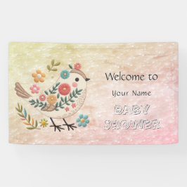 Kleine Bird farbenfrohe Blütendusche Banner