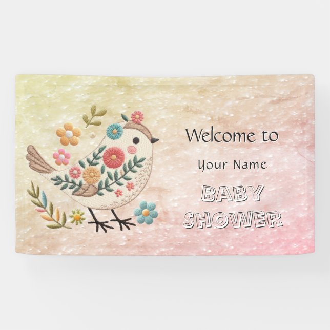 Kleine Bird farbenfrohe Blütendusche Banner (Horizontal)