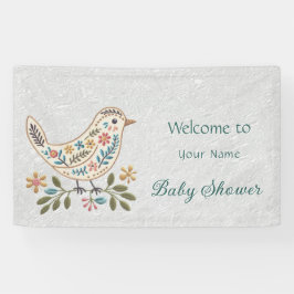 Kleine Bird farbenfrohe Blütendusche Banner