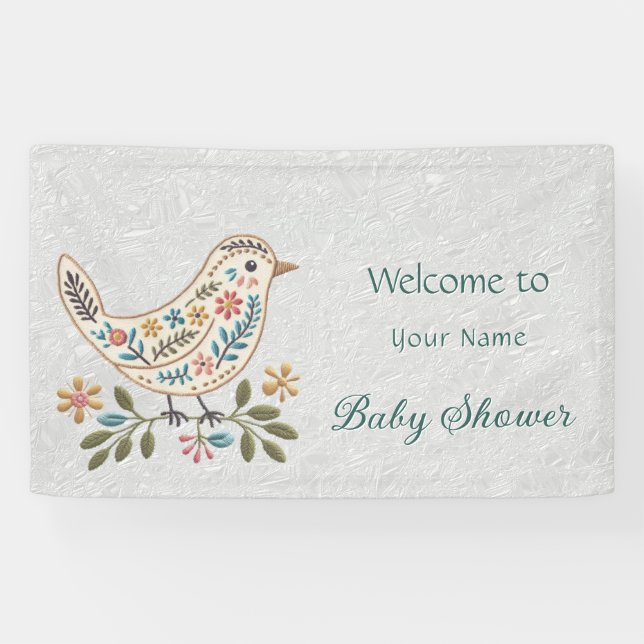 Kleine Bird farbenfrohe Blütendusche Banner (Horizontal)