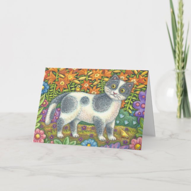 KLEINE BIRDIE SAGTE MIR, KATZE BIRTHDAKARTE PASSEN KARTE (Vorderseite)