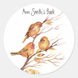 Kleine Birds-Buchplatte zum Anpassen Runder Aufkleber