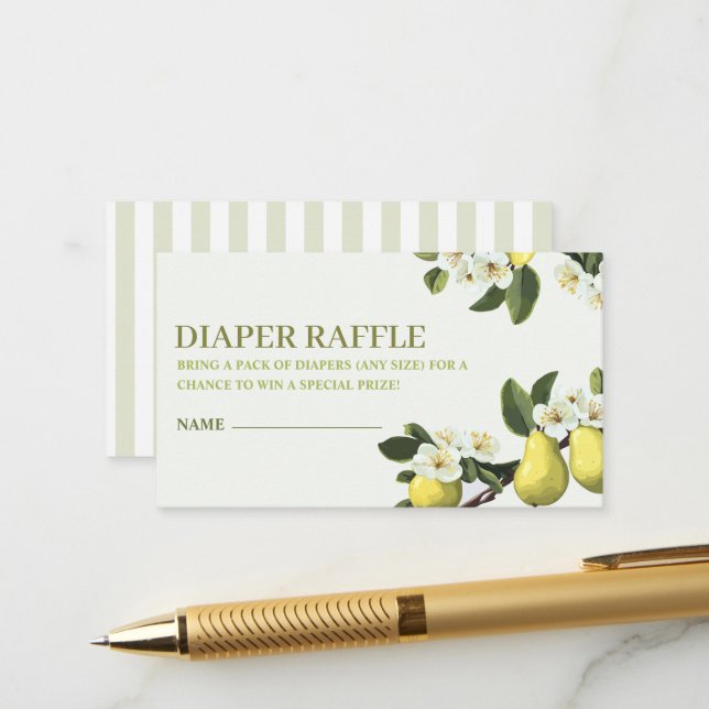 Kleine Birne Thema Babydusche Windelwindeln Begleitkarte (Vorderseite/Rückseite Beispiel)