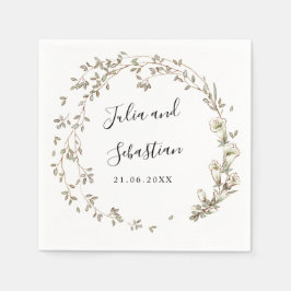 Kleine Blätter und Blumen Hochzeitsmonogramm Serviette