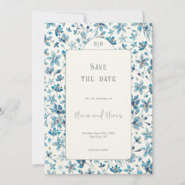 Kleine blaue Blumen Hochzeiten speichern das Datum Einladung