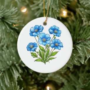 Kleine Blaue Blumen Keramik Ornament