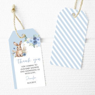 Kleine blaue Häschen-Baby-Shower-Dankeschön-Gesche Geschenkanhänger