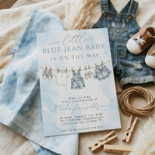 Kleine blaue Jeans-Baby ist auf dem Weg Baby-Party Einladung