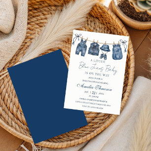 Kleine blaue Jeans sind auf dem Weg, Denim-Baby-Pa Einladung