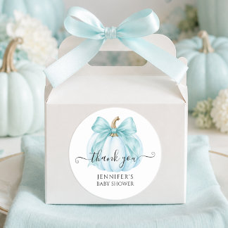 Kleine blaue Kürbis-Baby-Party Danke Runder Aufkleber