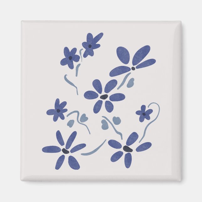 Kleine blaue romantische Blume Magnet (Vorne)