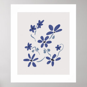 Kleine Blaue Romantische Blumen Poster