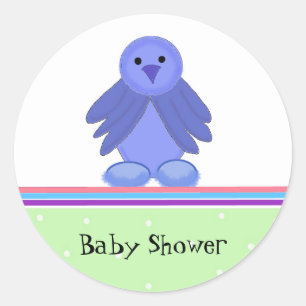 Kleine Blaue Vogel Baby Shower Runder Aufkleber
