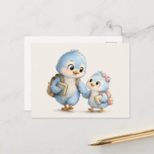 Kleine Blaue Vogel-Familien-Freundschafts-Grußkart