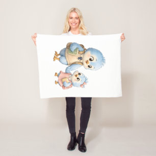 Kleine blaue Vogelgeschwister Kuschel-Fleece-Decke Fleecedecke