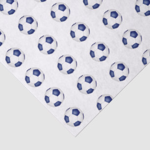 kleine blaue weiße Fußbälle Muster Seidenpapier