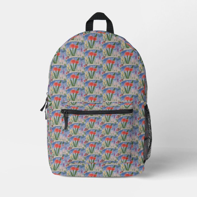 Kleine Blume am See Bedruckter Rucksack (Vorderseite)