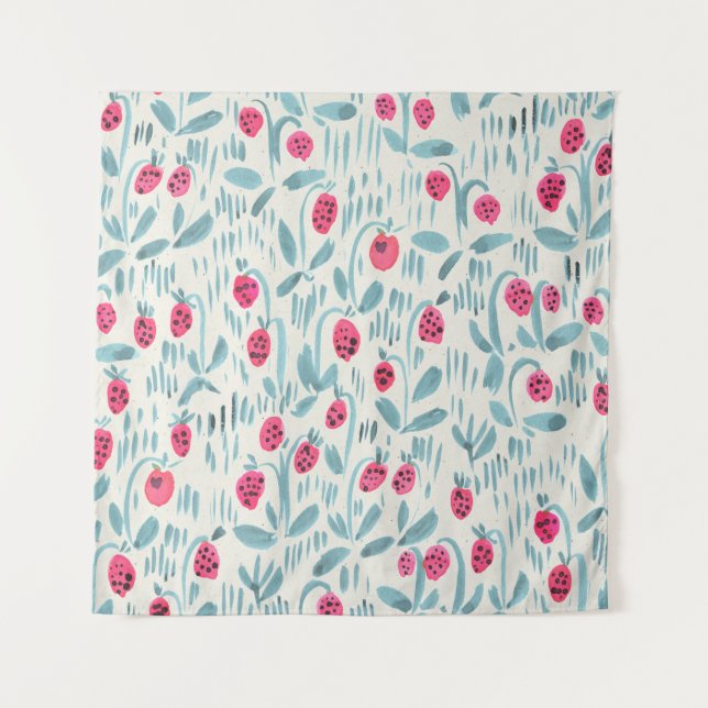 Kleine Blume: Aquarell Nahtlos Wandteppich (Vorderseite)