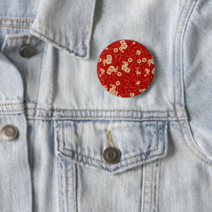 Kleine Blume auf rotem Muster Button