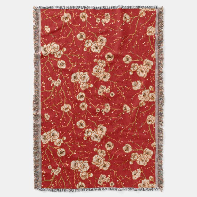 Kleine Blume auf rotem Muster Decke (Vorderseite Vertikal)