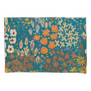 Kleine Blume doodle, buntes Blumenmuster. Kissenbezug