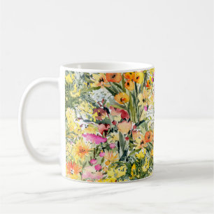 Kleine Blume Feld: Helle Wasserfarbe. Kaffeetasse