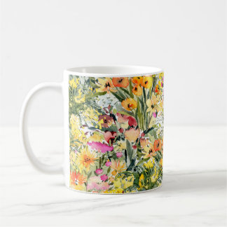Kleine Blume Feld: Helle Wasserfarbe. Kaffeetasse
