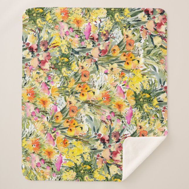 Kleine Blume Feld: Helle Wasserfarbe. Sherpadecke (Vorderseite)