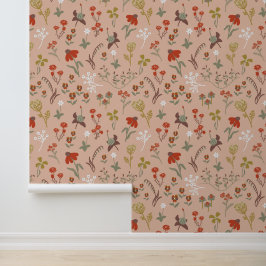 Kleine Blume Folk Art Style Tapete