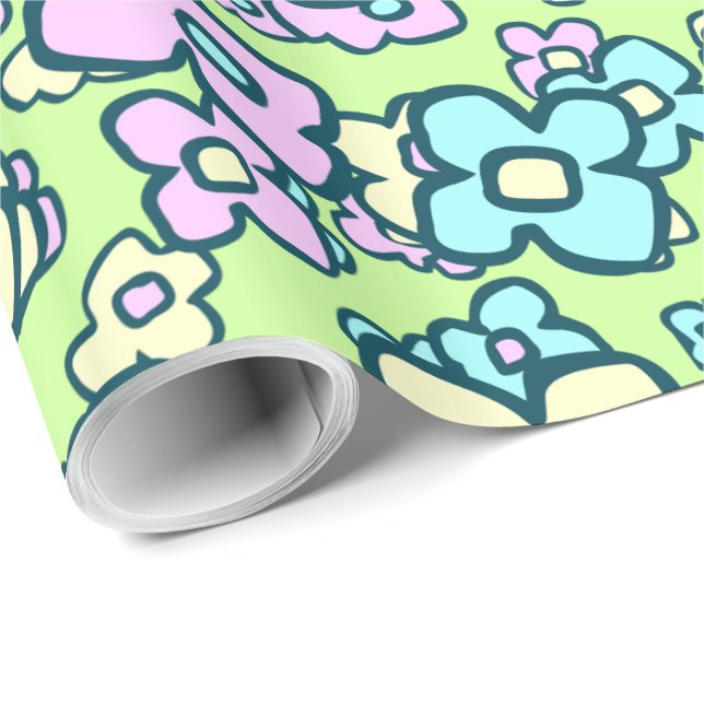 Kleine Blume fröhliches buntes Wrapping Geschenkpapier (Rolleneckpunkt)