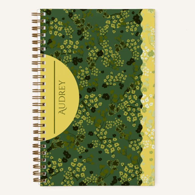 KLEINE BLUME GRÜN & GELBE NOTIZBUCH (Vorderseite)