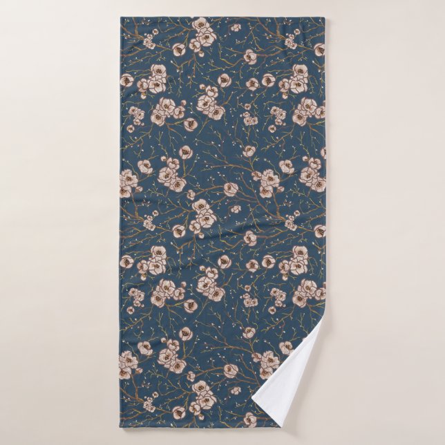 Kleine Blume hellblaues Muster Badehandtuch (Badehandtuch)