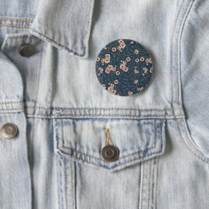 Kleine Blume hellblaues Muster Button